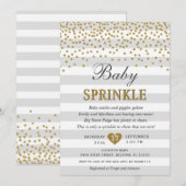 グレーのゴールドジェンダーニュートラルベイビースプリンクル 招待状 (正面/裏面)