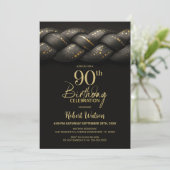 グレーのゴールドブレイド 90歳の誕生日パーティー 招待状 (スタンド正面)