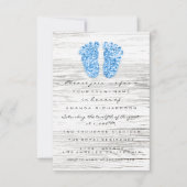 グレーのゴールドベイビーシャワーフィートウッドラスティックボーイブルー 招待状 (正面)