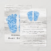 グレーのゴールドベイビーシャワーフィートウッドラスティックボーイブルー 招待状 (正面/裏面)