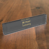 グレーのゴールド プロフェッショナル トレンディ ミニマリスト オリジナルテキスト デスクネームプレート (側面)