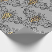 グレーのゴールド ヴィンテージワイン ラッピングペーパー (角)