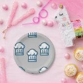 グレーのシェフの帽子 ペーパープレート (パーティー)