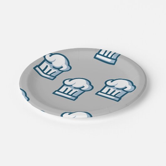 グレーのシェフの帽子 ペーパープレート (アングル)