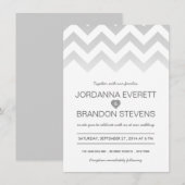グレーのシェブロンオンブレ結婚式招待状 招待状 (正面/裏面)