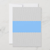 グレーのシェブロン ブルー クロス 男の子 洗礼 誕生会 招待状 (裏面)