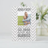 グレーのシェブロン 結婚式 出席して 幸せな結婚 返信 (スタンド正面)