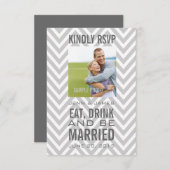 グレーのシェブロン 結婚式 出席して 幸せな結婚 返信 (正面/裏面)