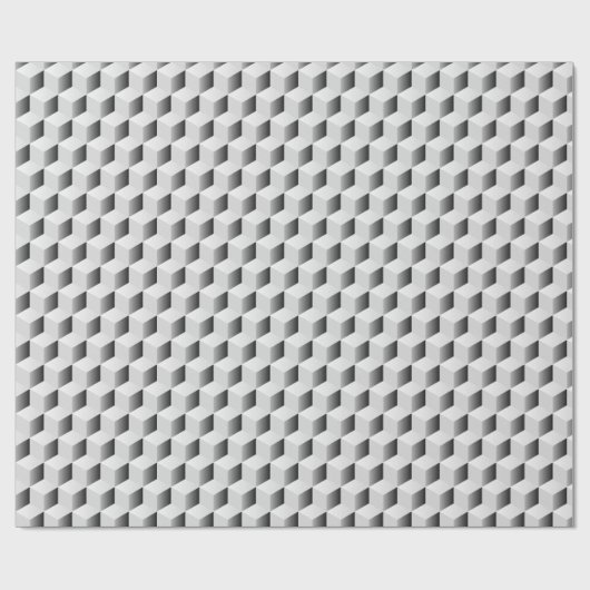 グレーのシェードでの3Dキューブ ラッピングペーパー (フラット)