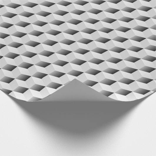 グレーのシェードでの3Dキューブ ラッピングペーパー (角)