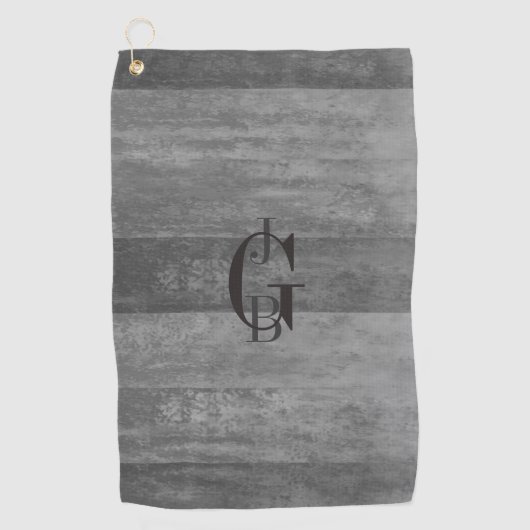 グレーのシェードグラデーションストライプ ゴルフタオル (正面)