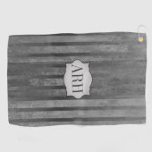 グレーのシェードグラデーションストライプ ゴルフタオル (横)