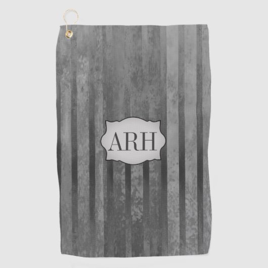 グレーのシェードグラデーションストライプ ゴルフタオル (正面)