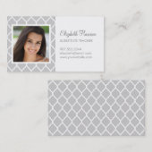 グレーのシックなモロッコの格子写真 名刺 (正面/裏面)
