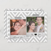 グレーのシボ結婚ロンの感謝はがき ポストカード (正面/裏面)