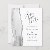 グレーのシルバーアゲートのブライダルSave the Date (正面)