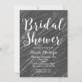 グレーのシルバーグリッターマーブルストライプ ブライダルシャワー 招待状 (正面)