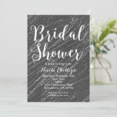 グレーのシルバーグリッターマーブルストライプ ブライダルシャワー 招待状 (スタンド正面)