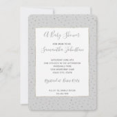 グレーのシルバーコンフェッティベイビーシャワー 招待状 (正面)