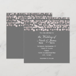 グレーのシルバードット エレガント グラム ウェディング 招待状