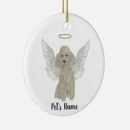 グレーのシルバープードル 追悼記念 セラミックオーナメント (右)