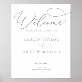 グレーのシルバー ミニマリスト リハーサル ディナー サイン