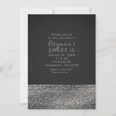 グレーのシルバー モダン グラム シークインズ パーティー ご招待 招待状 (正面)