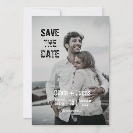 グレーのシンプルなミニマルなトレンディな写真のSave the Date 招待状