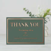グレーのシンプルなミニマルウェディング御礼カード 箔招待状 (立ち正面)
