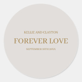 グレーのシンプルな結婚式 クラシック ラウンド スティッカー ラウンドシール