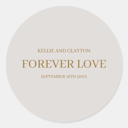 グレーのシンプルな結婚式 クラシック ラウンド スティッカー ラウンドシール (正面)