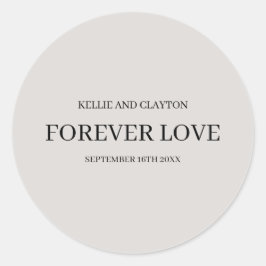 グレーのシンプルな結婚式 クラシック ラウンド スティッカー ラウンドシール