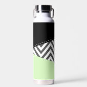 グレーのジグザグ、グレーのシェブロン、ジグザグパターン、ミント ウォーターボトル (正面)