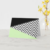 グレーのジグザグ、グレーのシェブロン、ジグザグパターン、ミント カード (黄色い花)