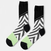グレーのジグザグ、グレーのシェブロン、ジグザグパターン、ミント ソックス (左)