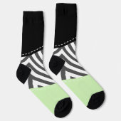 グレーのジグザグ、グレーのシェブロン、ジグザグパターン、ミント ソックス (右)