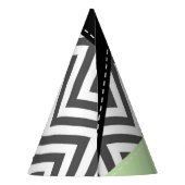 グレーのジグザグ、グレーのシェブロン、ジグザグパターン、ミント パーティーハット (裏面)