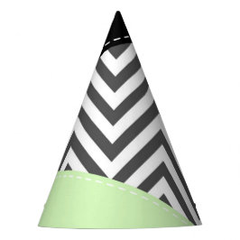 グレーのジグザグ、グレーのシェブロン、ジグザグパターン、ミント パーティーハット