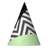 グレーのジグザグ、グレーのシェブロン、ジグザグパターン、ミント パーティーハット (左)