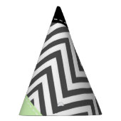 グレーのジグザグ、グレーのシェブロン、ジグザグパターン、ミント パーティーハット (右)