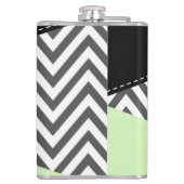 グレーのジグザグ、グレーのシェブロン、ジグザグパターン、ミント フラスク (裏面)