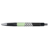 グレーのジグザグ、グレーのシェブロン、ジグザグパターン、ミント ボールペン (正面)