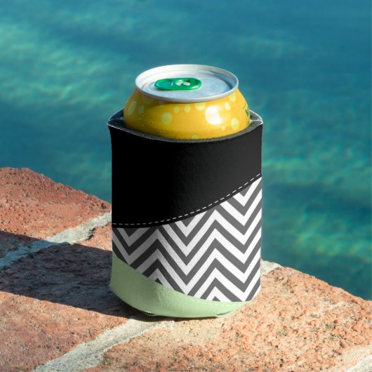 グレーのジグザグ、グレーのシェブロン、ジグザグパターン、ミント 缶クーラー (インサイチュ プール)