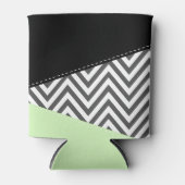 グレーのジグザグ、グレーのシェブロン、ジグザグパターン、ミント 缶クーラー (正面)