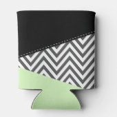 グレーのジグザグ、グレーのシェブロン、ジグザグパターン、ミント 缶クーラー (裏面)