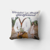 グレーのスクリプト写真のガールフレンド クッション (正面)