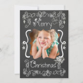 グレーのスクロールChalkboardホリデーフォトカード シーズンカード (正面)