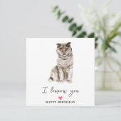 グレーのスコットランドフォールド猫 ママ 子犬 ペット 誕生日 カード (スタンド正面)