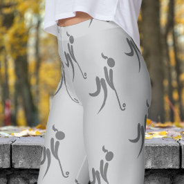 グレーのスタイリッシュ女性ホッケーパターン レギンス