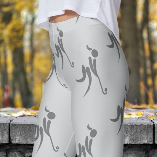 グレーのスタイリッシュ女性ホッケーパターン レギンス